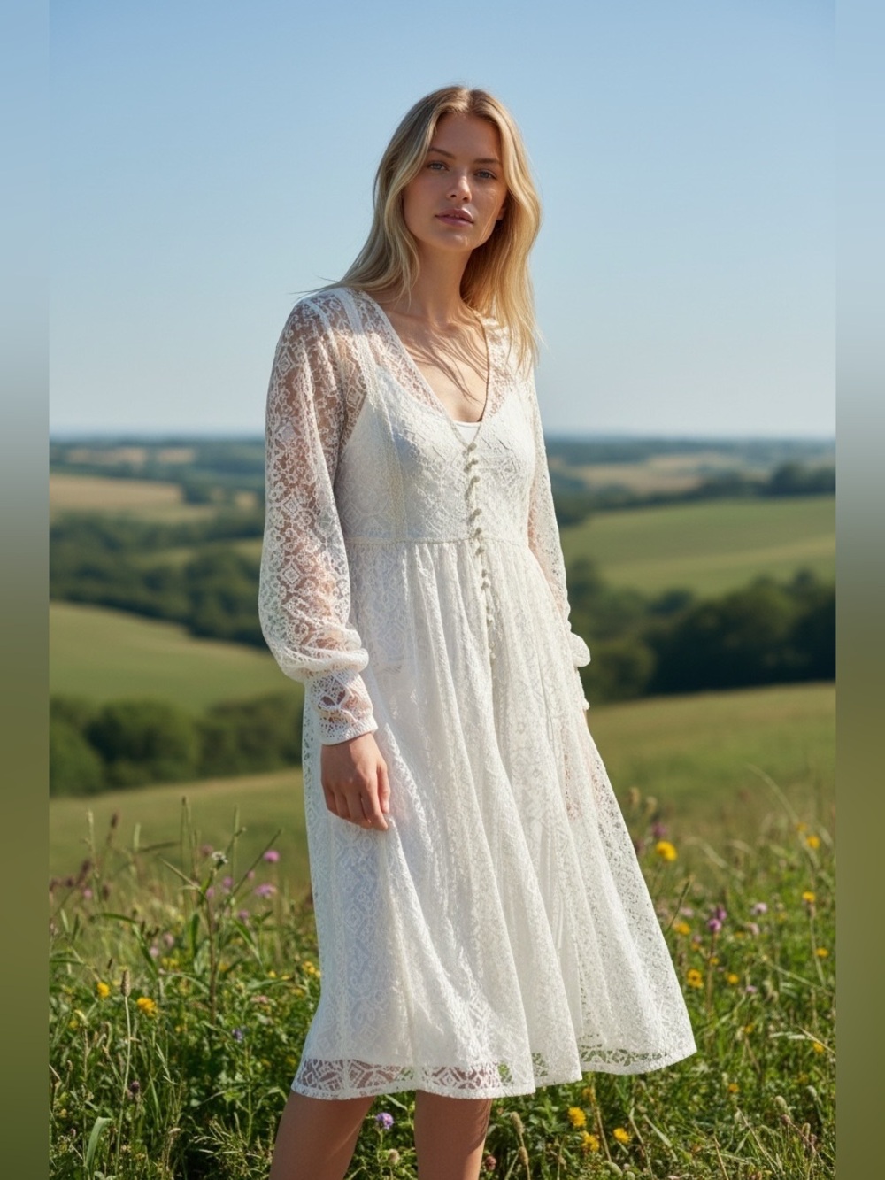 ANTHROPOLOGIE MAEVE San-Michel Lace Duster Dress Coverup Ivory White L - Picture 16 of 16